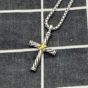 Unisex Sterling Silver David Yurman Cross Cable Necklace
